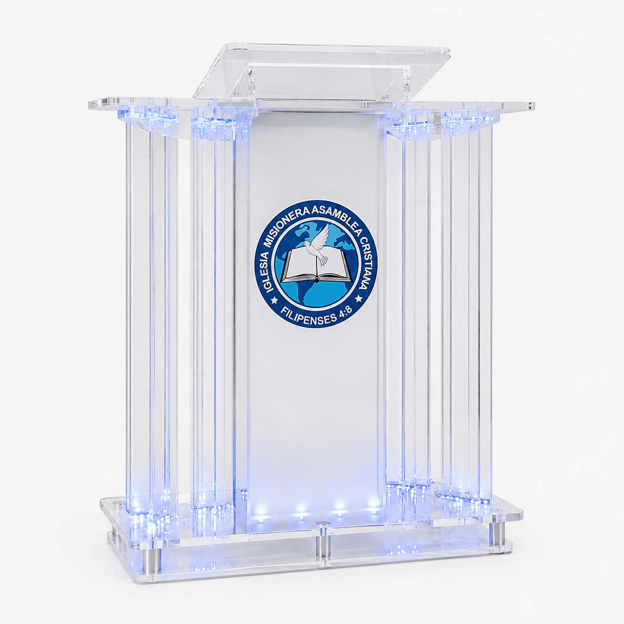Púlpito de acrílico con iluminación LED